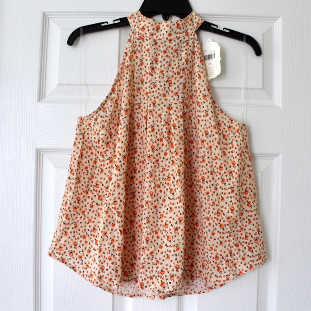 Altar’d State | orange floral tie neck halter top